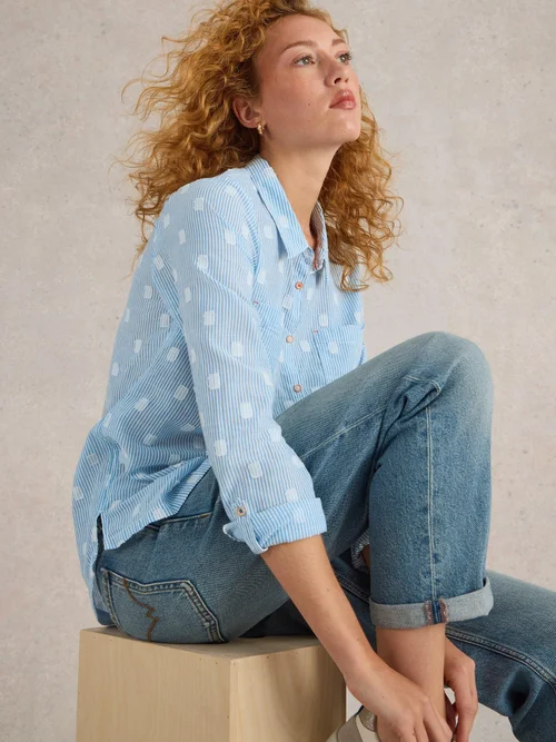 Bluse Sophie aus Bio-Baumwolle - Blue Mlt - 52 Bild 1