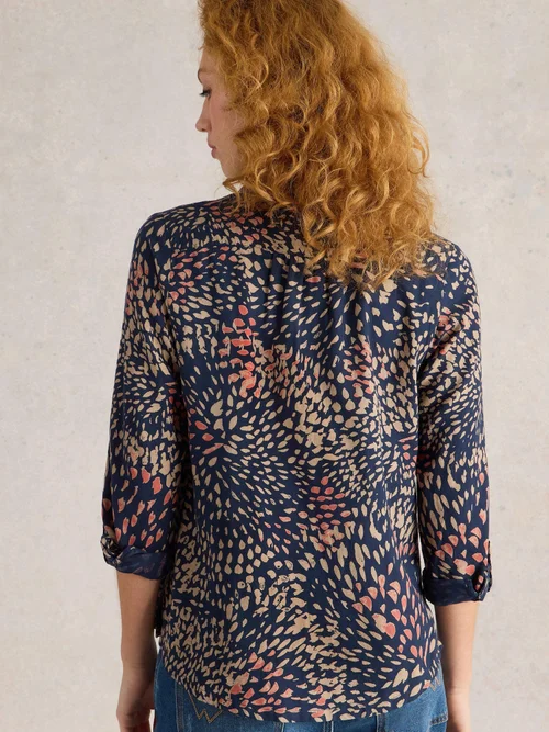 Bluse Sophie aus Bio-Baumwolle - Navy Pr - 52 Bild 4
