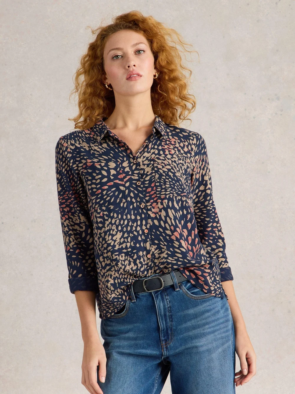 Bluse Sophie aus Bio-Baumwolle - Navy Pr - 52 Bild 1