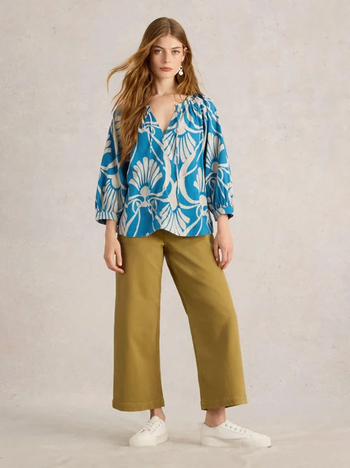 Bluse Marley aus Leinenmischung - Blue Pr - 42 Bild 2