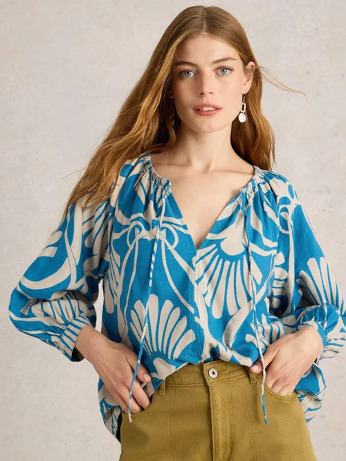 Bluse Marley aus Leinenmischung - Blue Pr - 42 Bild 1