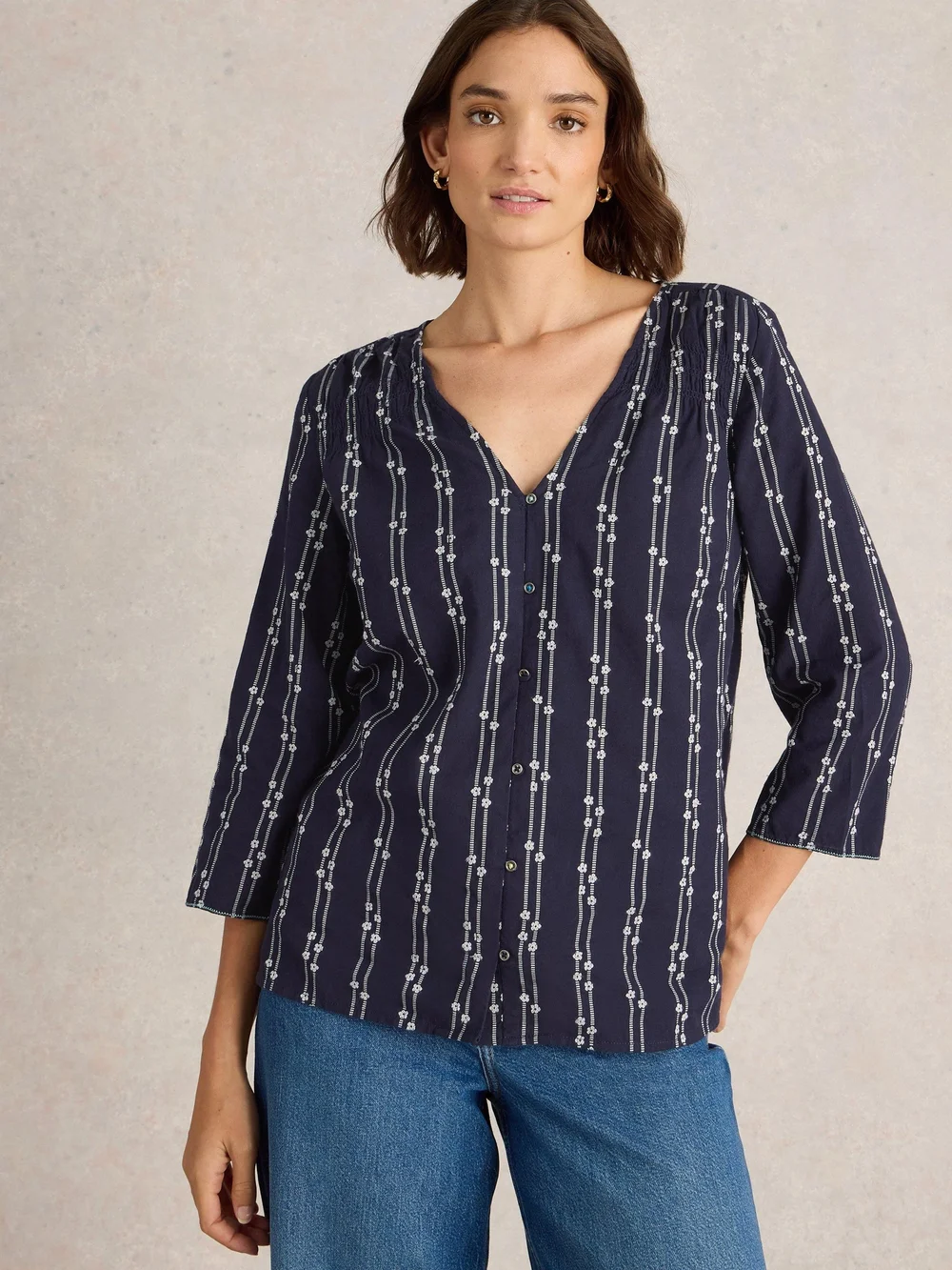 Bluse Rae aus Bio-Baumwolle - Navy Multi - 38 Bild 1