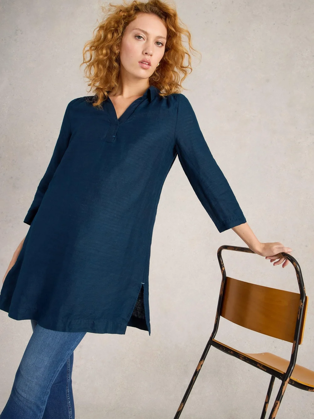 Leinentunika Blake - Dark Navy - 40/R Bild 1