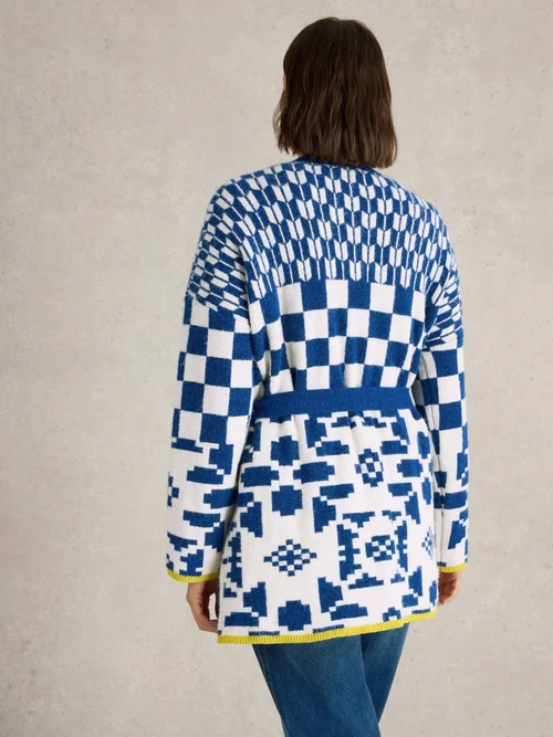 Strickjacke Geo mit Mustermix - Blue Mlt - XL Bild 4