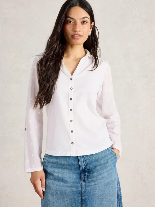 Bluse Annie aus Material-Mix - Pale Ivory - 52 Bild 3