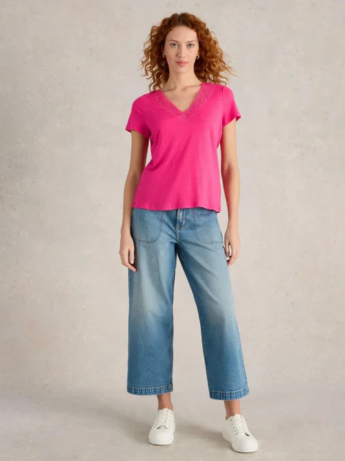 Ellie T-Shirt mit Spitzenbesatz - Brt Pink - 52 Bild 2