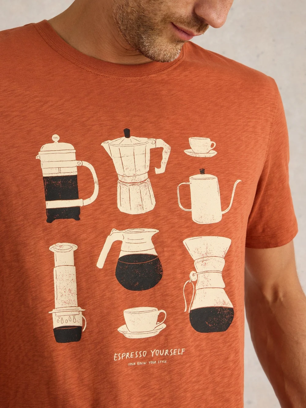 T-Shirt Abersoch mit Kaffeemotiv - Orange Pr - XXXL Bild 1