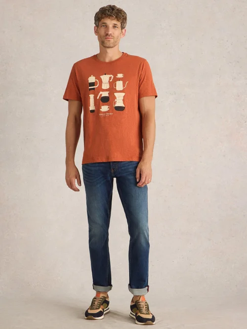 T-Shirt Abersoch mit Kaffeemotiv - Orange Pr - XXXL Bild 2
