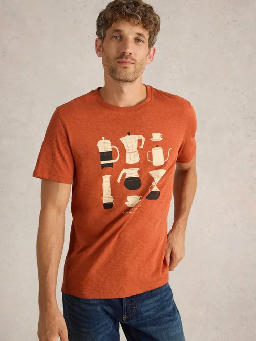 T-Shirt Abersoch mit Kaffeemotiv - Orange Pr - XXXL Bild 3