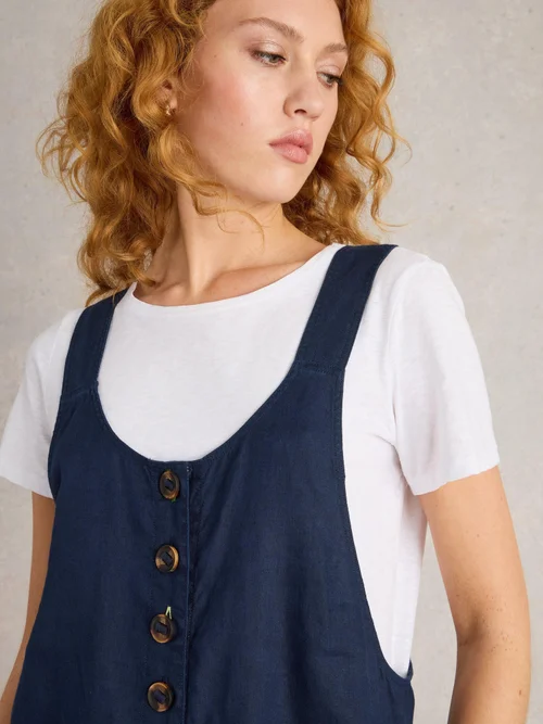 Latzhose Viola aus Leinen - Dark Navy - 52/S Bild 3
