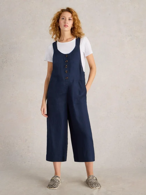 Latzhose Viola aus Leinen - Dark Navy - 52/S Bild 2