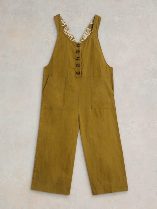 Latzhose Viola aus Leinen - Khaki Grn - 52/S Bild 1