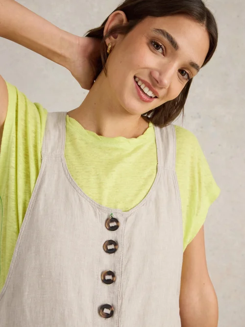 Latzhose Viola aus Leinen - Lgt Nat - 52/S Bild 3