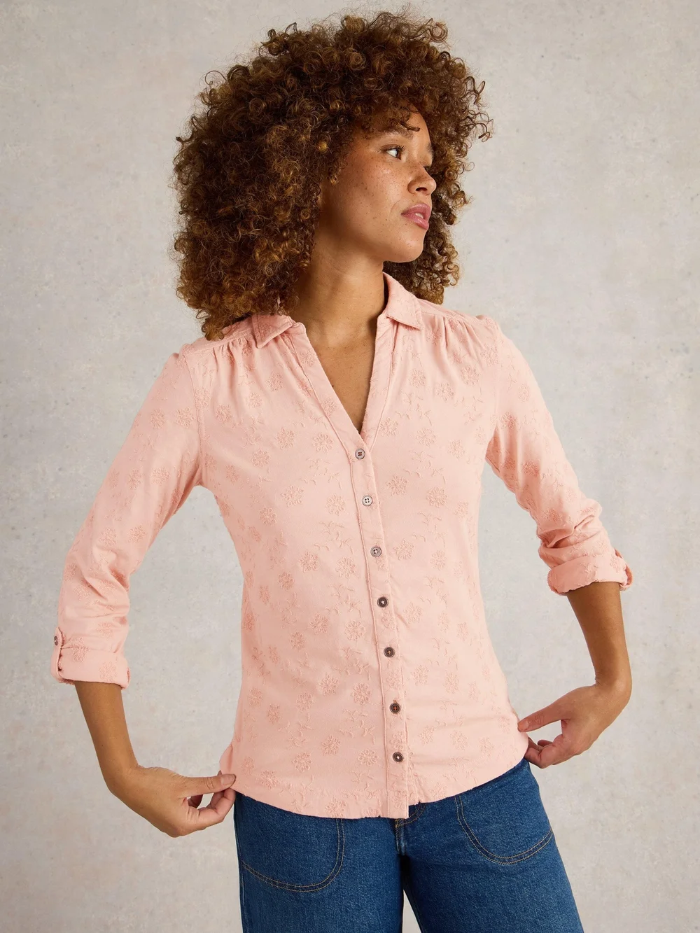 Bestickte Jerseybluse Annie - Dus Pink - 52 Bild 1