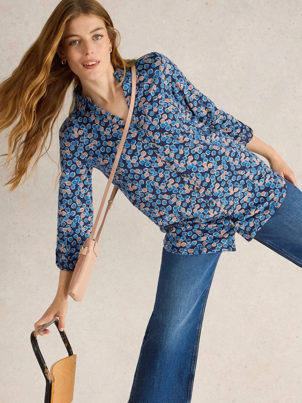 Lange Bluse Annie - Blue Pr - 52 Bild 1
