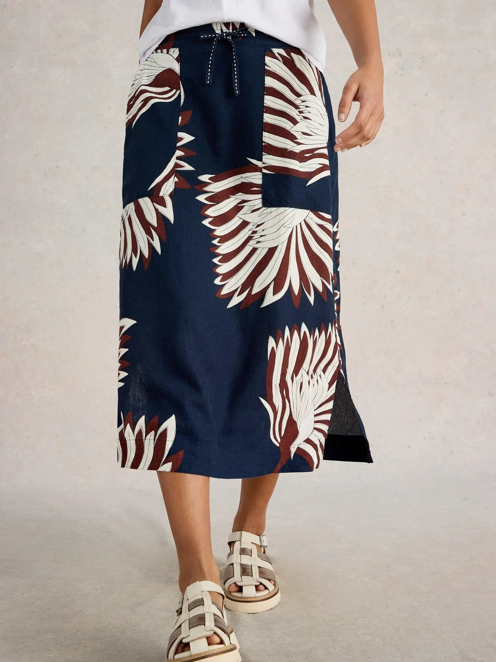 Rock Elle aus Leinenmischung - Navy Multi - 50/R Bild 1