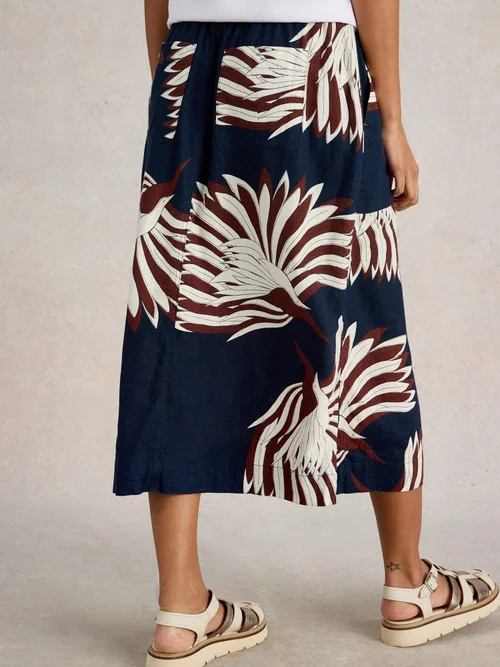 Rock Elle aus Leinenmischung - Navy Multi - 52/R Bild 4