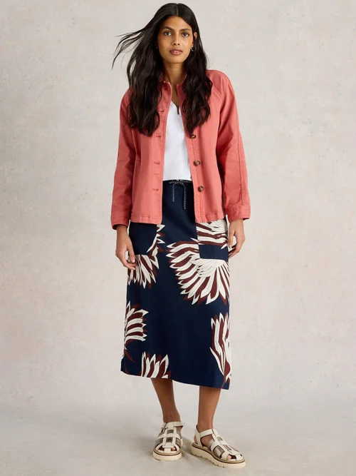 Rock Elle aus Leinenmischung - Navy Multi - 52/R Bild 2