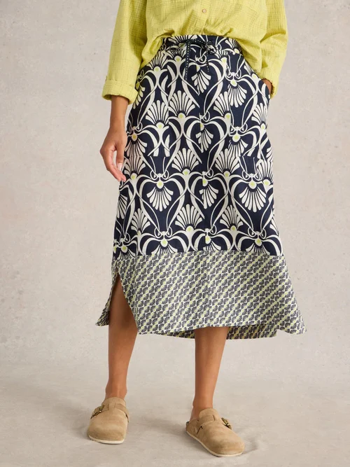 Rock Elle aus Leinenmischung - Navy Pr - 40/R Bild 1