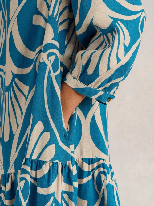 Kleid Otto aus Leinenmischung - Blue Pr - 46/R Bild 3