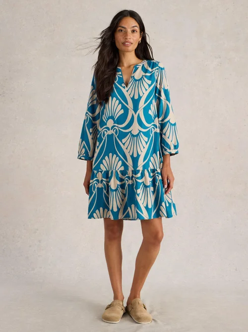 Kleid Otto aus Leinenmischung - Blue Pr - 46/R Bild 2