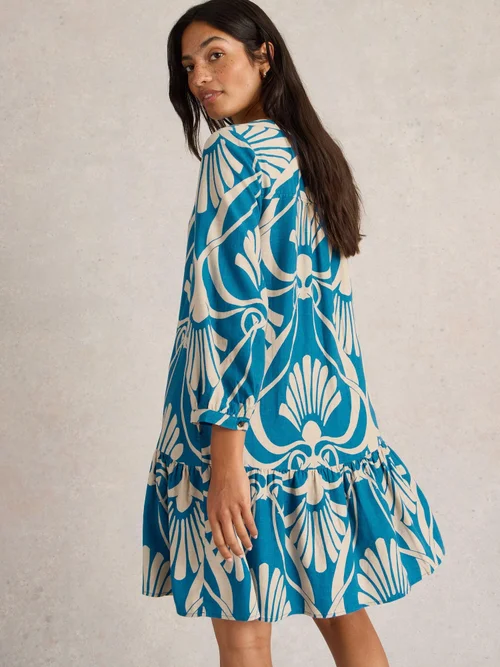 Kleid Otto aus Leinenmischung - Blue Pr - 52/R Bild 4