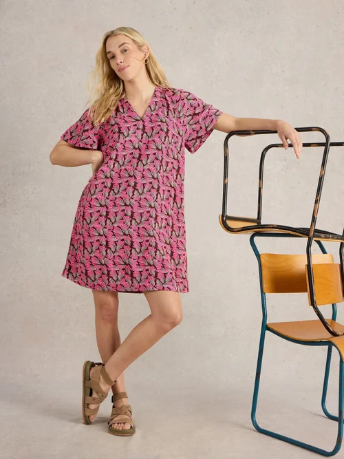 Kleid Lindsay aus Leinenmischung - Pink Pr - 52/R Bild 1