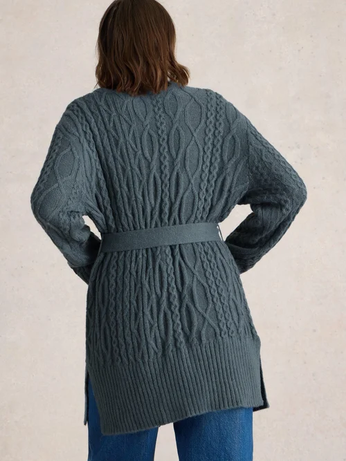 Strickjacke mit Bindegürtel - Mid Blue - M Bild 4