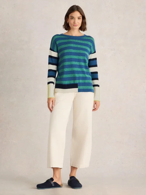 Gestreifter Pullover Olive - Blue Mlt - 52 Bild 2