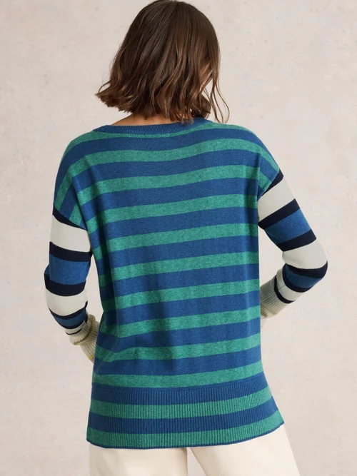 Gestreifter Pullover Olive - Blue Mlt - 52 Bild 4