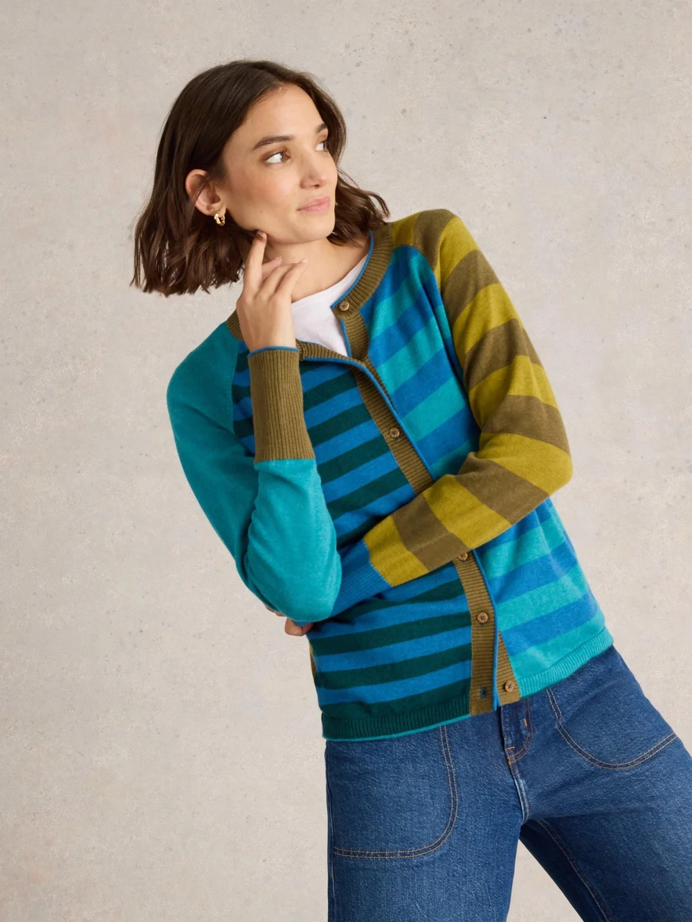 Gestreifte Strickjacke Lulu - Blue Mlt - 34/R Bild 1