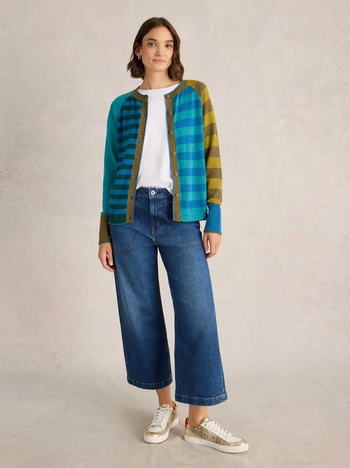 Gestreifte Strickjacke Lulu - Blue Mlt - 50/R Bild 2