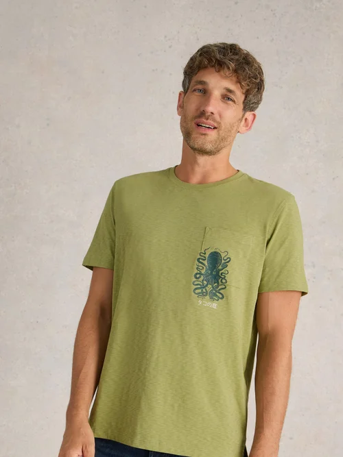 T-Shirt mit Oktopusmotiv - Green Pr - S Bild 3