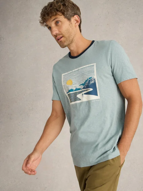 T-Shirt mit Radtourmotiv - Blue Pr - XXL Bild 3