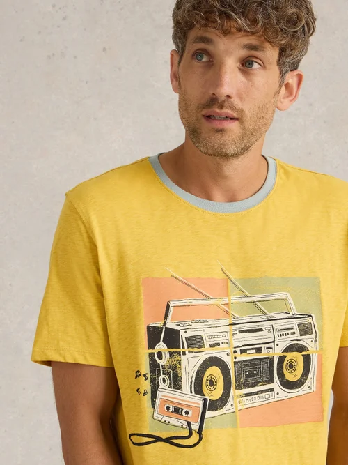 T-Shirt mit Stereomotiv - Yellow Pr - XXXL Bild 3