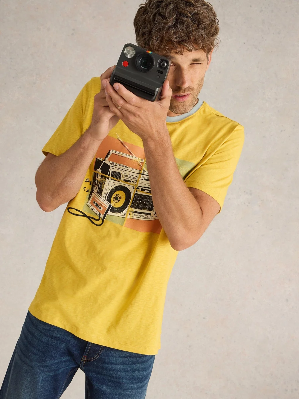 T-Shirt mit Stereomotiv - Yellow Pr - XXXL Bild 1