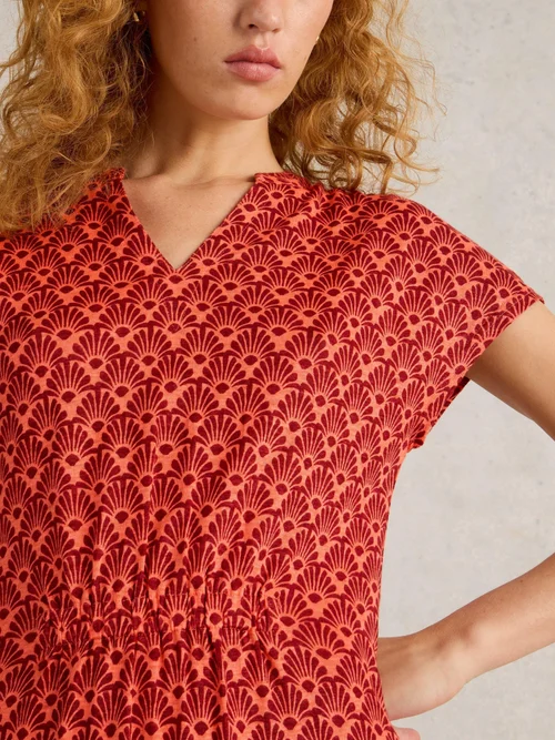 Jerseykleid Ellie aus Leinenmischung - Red Mlt - 52/R Bild 3