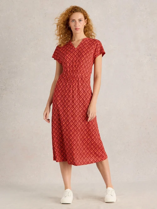 Jerseykleid Ellie aus Leinenmischung - Red Mlt - 52/R Bild 2