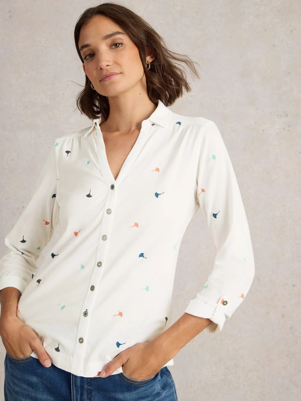 Bestickte Bluse Annie - Ivory Mlt - 52 Bild 1