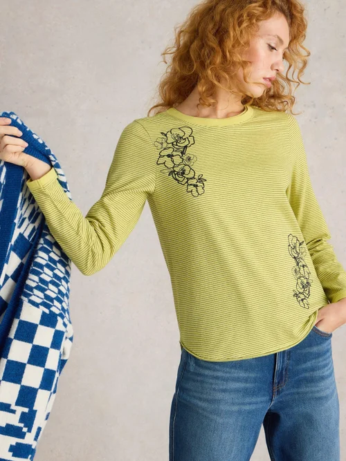 Besticktes Langarmshirt Clara - Yellow Mlt - 52 Bild 1