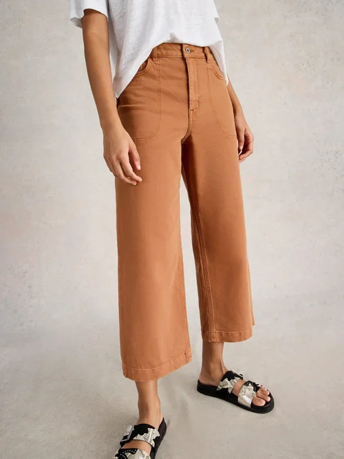 7/8-Jeans Tia mit weitem Bein - Dark Tan - 46/R Bild 1