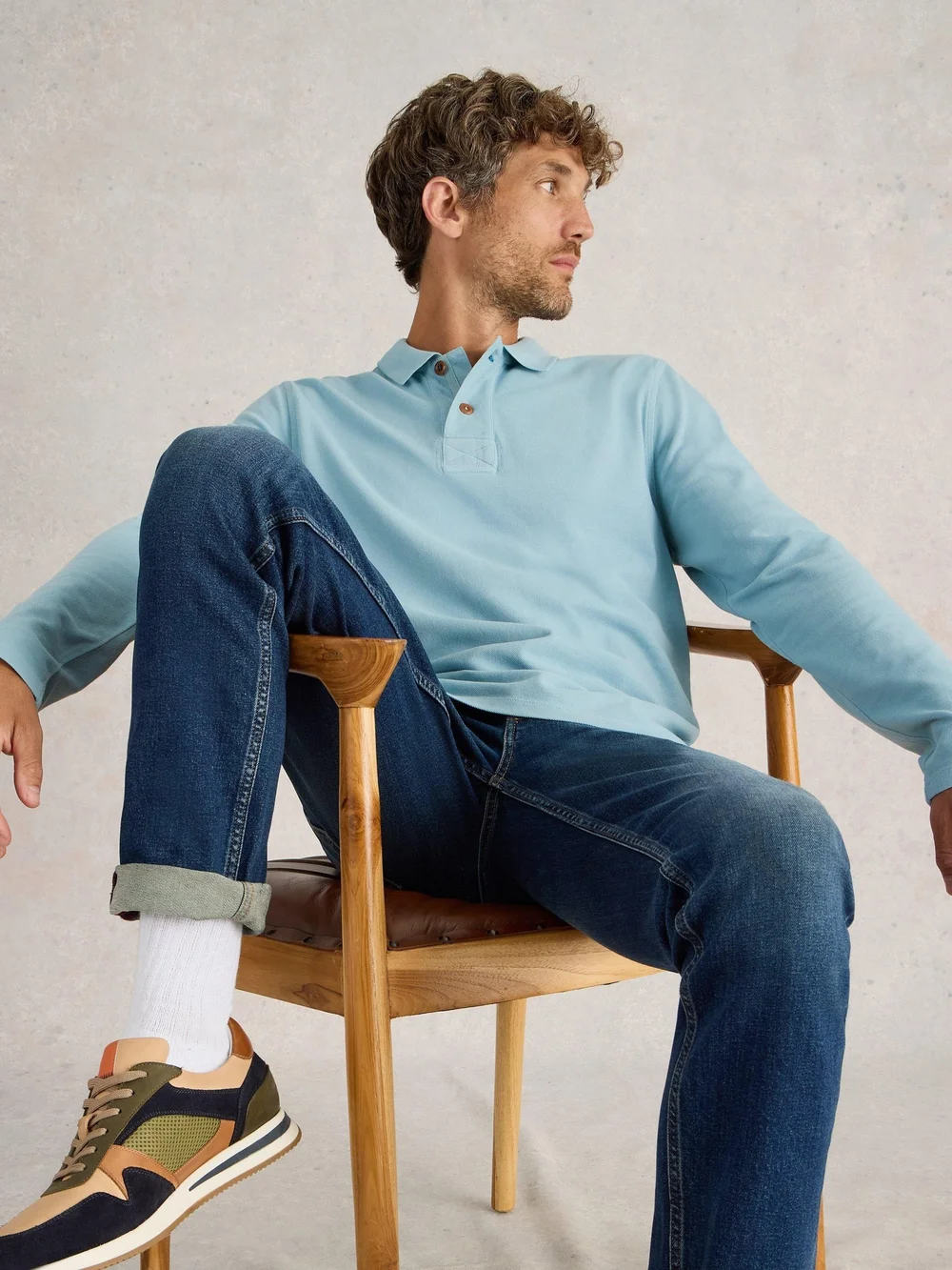 Langarm-Polohemd Utility - Lgt Blue - S Bild 1