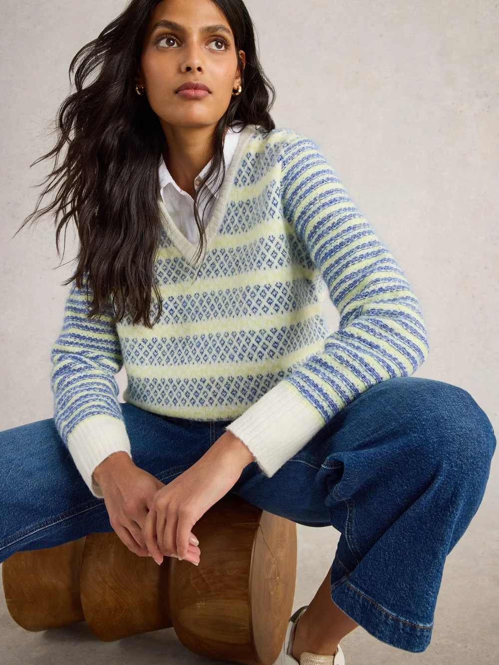 Gestreifter Pullover Sammy - Blue Mlt - 52 Bild 1