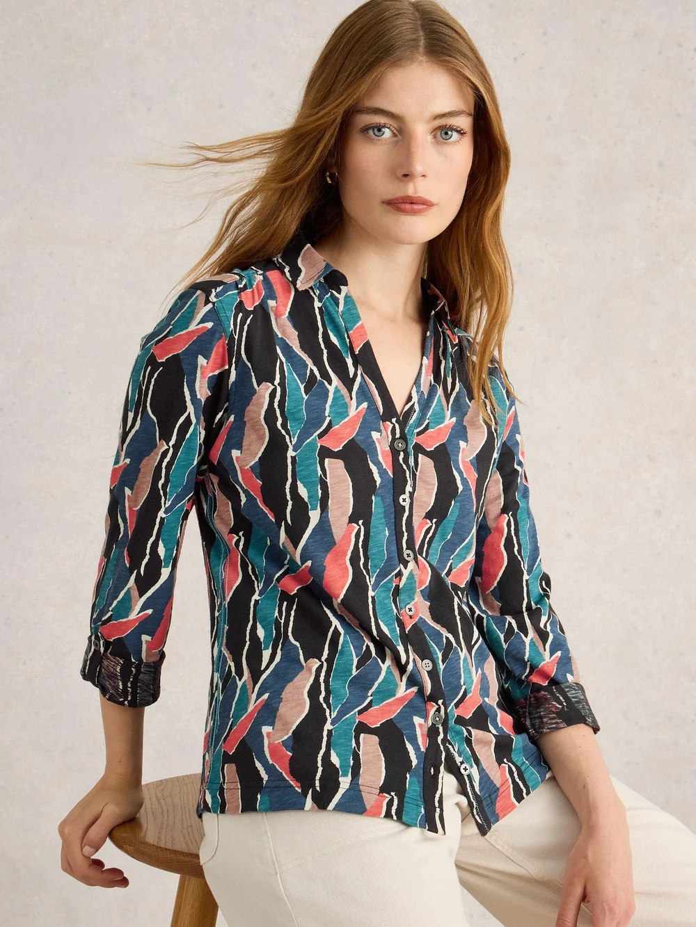 Jerseybluse Annie - Navy Pr - 36/R Bild 1