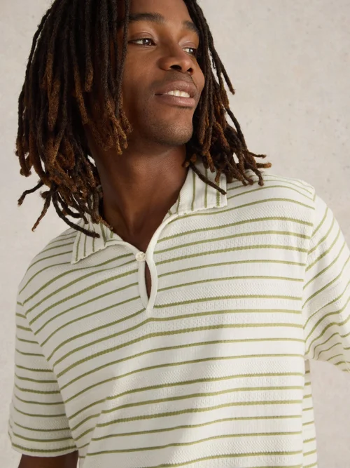 Gestreiftes Jacquard-Polohemd - White Mlt - XL Bild 3
