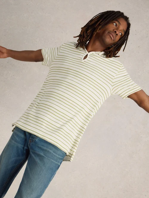 Gestreiftes Jacquard-Polohemd - White Mlt - XXXL Bild 1