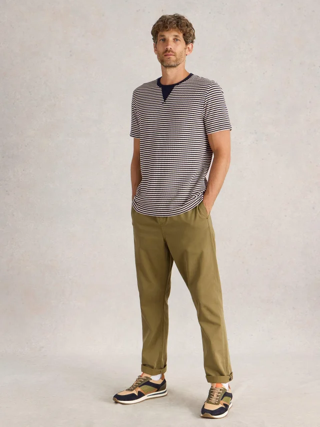 Gestreiftes Rippen-T-Shirt