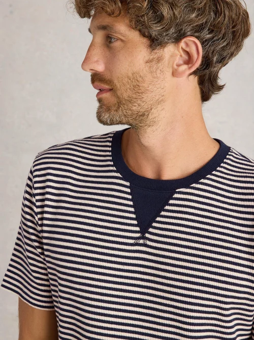Gestreiftes Rippen-T-Shirt - Navy Multi - XXL Bild 3