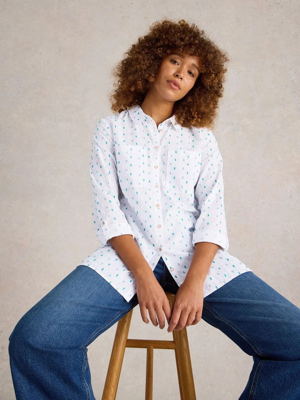Lange Bluse Sophie - Ivory Mlt - 52/R Bild 1