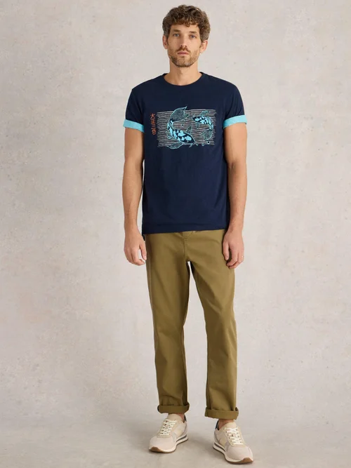 T-Shirt Abersoch mit Koi-Motiv - Navy Pr - XXXL Bild 2